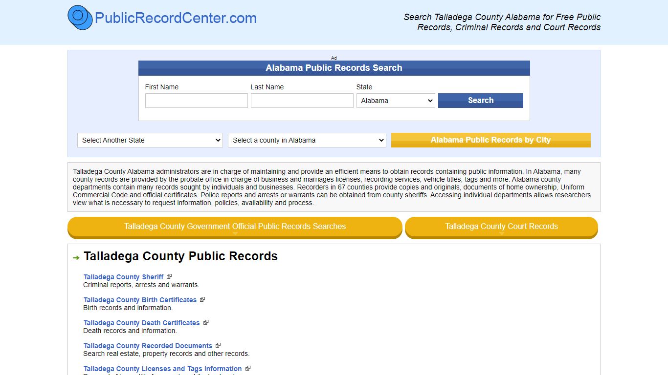 Talladega County Alabama Free Public Records - Court ...